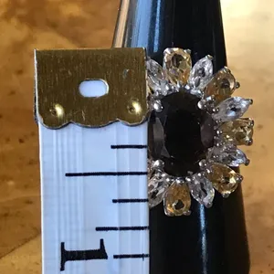 Natural Smoky Quartz Sterling Silver Cocktail Ring Size 9 thumbnail 5