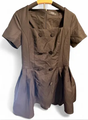 Cider Black mini dress with buttons upfront thumbnail 3
