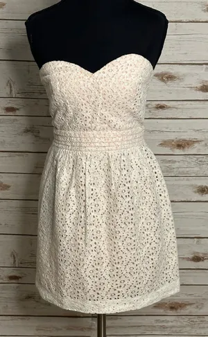 Pins and Needles cream blush lace strapless fit & flare dress Size 6 coquette thumbnail 1