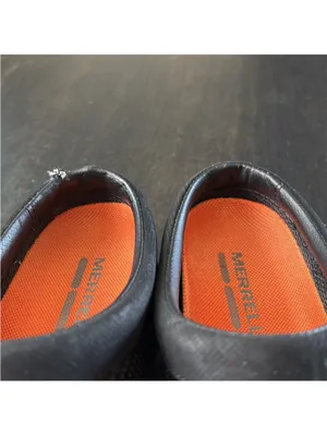 Merrell Women's Black Mesh Slip-On Clogs with Orange Insole Accents thumbnail 6