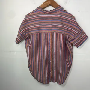 Madewell Womens Courier Button Back Shirt Rainbow Stripe Oversized size XS thumbnail 4