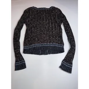 Free People Womens Walk In The Park Cardigan‎ Sweater M Cotton Blend Brown Blue thumbnail 5