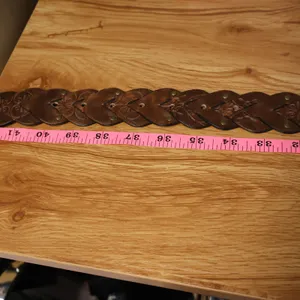 Boho Braided Heart Tooled Leather Belt Womens Size XL Brown Floral Y2K Cowgirl thumbnail 6