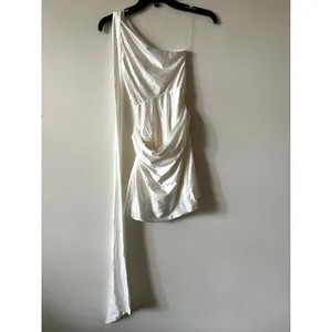 Oh Polly Kiraz Asymmetric Scarf Detail Mini Dress Size 0 White thumbnail 5