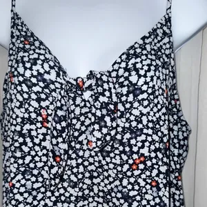 LOFT White and Blue Camisole Top with V-Neckline thumbnail 2