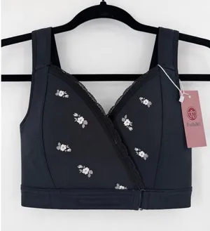 NWT FionaBra Front Wrap Closure Women XS‎ Black Floral Adaptive Comfort thumbnail 1