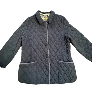 LL Bean‎ Vintage Quilted Riding Jacket Plaid Lined Black Women's Large Buttons thumbnail 2