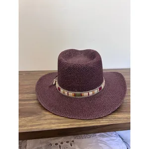 Outback Trading Co Botany Bay Plum Purple Straw Western Cowboy Hat Concho Band thumbnail 3
