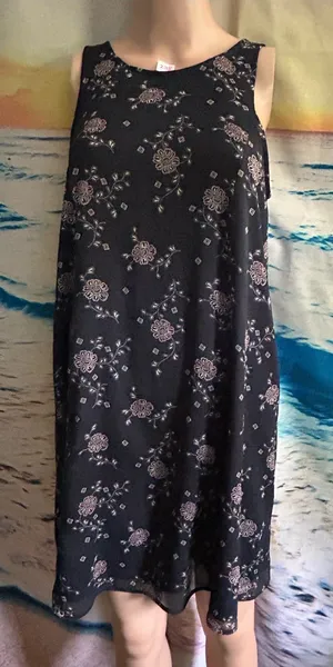 Abercrombie & Fitch Black Floral A-Line Dress SM thumbnail 1