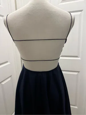 Windsor navy blue satin fit-and-flare mini dress Size S thumbnail 3