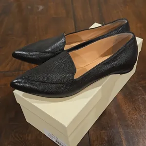 Black Pointed Toe Leather Flats thumbnail 2