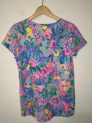 NWOT Lilly Pulitzer Etta V-neck tshirt me and my zest cactus floral print 001504 thumbnail 2