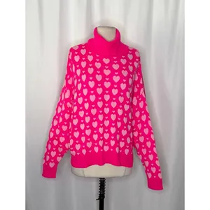 LILLY PULITZER Liggy Sweater Passion Fruit Pink Valentine‎ Heart Jacquard Small thumbnail 2