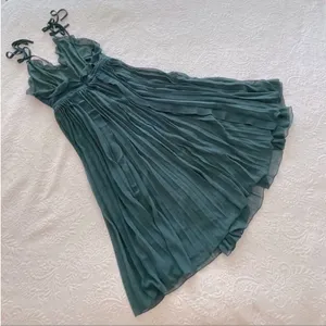 Lulu's Never‎ A Dull Moment Emerald Green Tie-Strap Pleated Midi Dress thumbnail 7