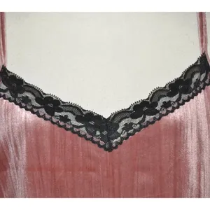 Y2K No Boundaries Ladies XL 15 Rose Pink Velvet Black Lace Baby Doll Tank Top thumbnail 3
