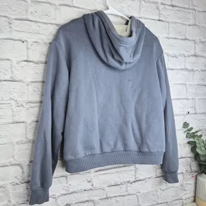 Hollister Sherpa Lined Full Zip Hoodie Slate Blue Boxy Cropped Sweatshirt S Y2K thumbnail 4