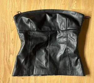 Black Leather Corset Top thumbnail 1