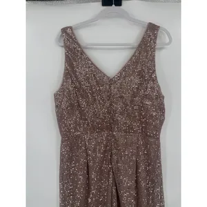 Alex & Eve Sequin Cocktail Dress Sz 12 Prom Old Hollywood Gala Champagne Rose thumbnail 8