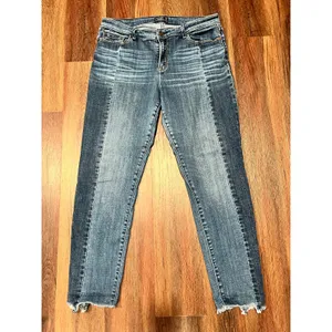 Abercrombie & Fitch Two Tone Two Striped Ankle Skinny Jeans Raw Hem Size 12 thumbnail 2