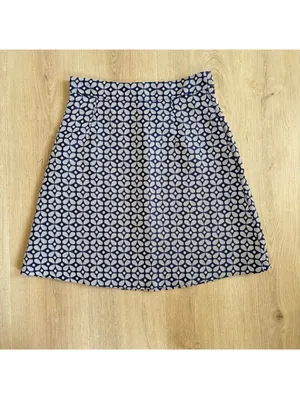 Anthropologie Hutch EUC Women's Blue White Geometric Print A-Line Skirt Size 0 thumbnail 6