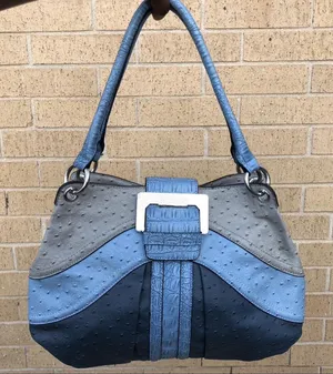RARE Y2K GUESS Goth Grunge Mcbling Bimbo shoulder hand bag purse Ostrich Leather Western Hobo 2000s thumbnail 1