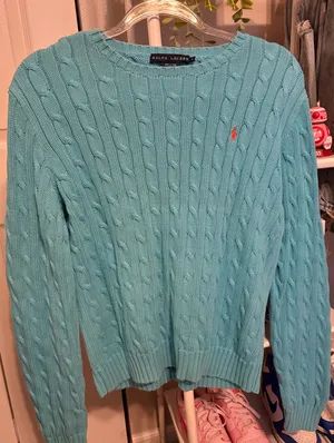 Ralph Lauren Blue Cable Knit Sweater Size XL thumbnail 1