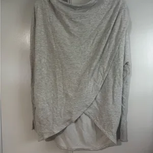 Athleta Purana Wrap Sweatshirt Hoodie Draped Top Heather Gray Size Small thumbnail 2