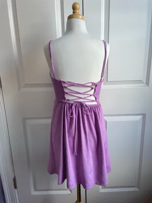 Lucy in the Sky Lilac Velvet V-Cut Mini Dress thumbnail 2