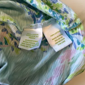 Lilly Pulitzer Blue Green Pink Coral Print‎ Cotton Halter V-Neck Tank Top Small thumbnail 7
