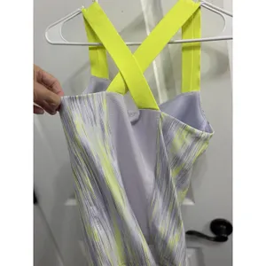 Nike Gray And Neon Yellow Crisscross Tank thumbnail 4