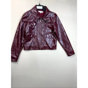 Ronny Kobo Patent Faux Leather Jacket Medium Red thumbnail 3