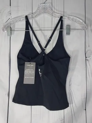 Gym Vixen Black Logo Strappy Fitness Activewear Workout Gym Crop Tank Top NWT thumbnail 4