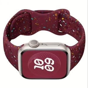 Silicone Sport Strap with Hole and Colorful Fragments Compatible with Apple Watc thumbnail 1