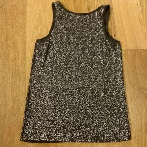 Vintage J Crew Women's Small M Brown Silver Sequin‎ Sleeveless Tank Top Party thumbnail 5