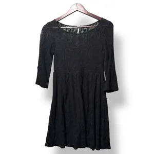Free People Dress XS Black Lace‎ Fit Flare 3/4 Sleeve Mini Cocktail thumbnail 3
