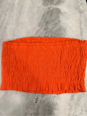 NWOT Free People Beach Size L Orange Smocked Linen Blend Strapless Tube Top thumbnail 7