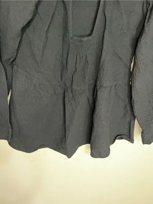 Madewell Black‎ Gauze Open Back Peplum Tie Long Sleeve Blouse thumbnail 8