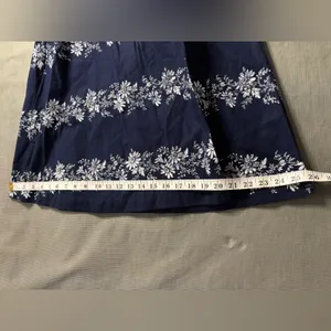 Tommy Hilfiger Women's Size M Navy Floral 100% Cotton Wrap Dress Midi Sleeveless thumbnail 5