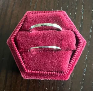 Gorgeous Stainless Steel Silver 2 Piece Simple Band Set Size 7 thumbnail 1