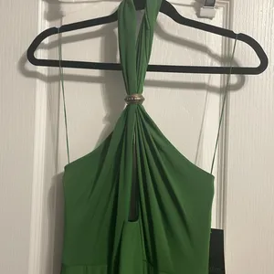 NWT Aidan by Aidan Mattox‎ Moss Green Halter Gown Maxi Dress Wedding Gala Party thumbnail 4
