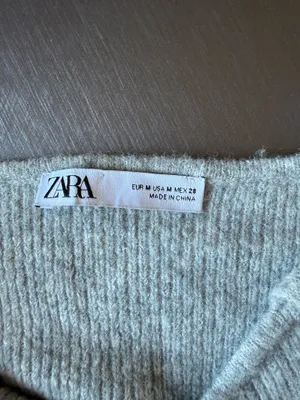 Zara Grey Cropped Minimal Tank Top Fuzzy Sweetheart neckline Size M thumbnail 4