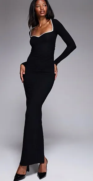 🌺Nwt Oh Polly Ginette Black Long Sleeve Maxi Dress Size Medium🌺 thumbnail 1