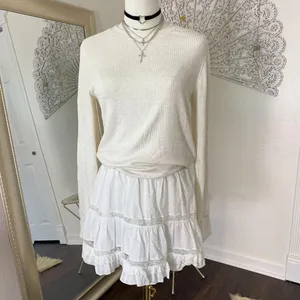 NWT Madewell Ribbed Crewneck Long-Sleeve Tee Cream Size L thumbnail 3
