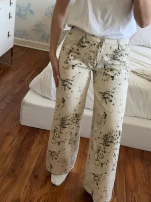 Oak + Fort Leopard Jeans White Tan Grey thumbnail 2