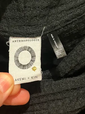 Anthropologie Black Ribbed Turtleneck Pullover gently worn thumbnail 3
