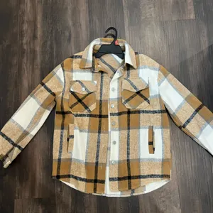 Amazon Women's Plaid Button Down Shirt - Tan and Black thumbnail 2