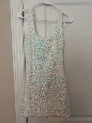 Mable White Sequin Mini Dress thumbnail 3