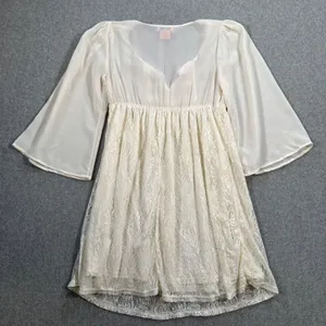 Flying Tomato Mini Dress Sheer Lace Womens Small Boho Tassel Peasant Embroidered thumbnail 9