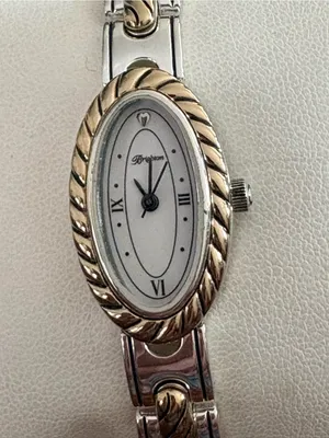 Brighton Two-Tone Silver and Gold Oval Bracelet Watch with White Dial 7.5” thumbnail 5