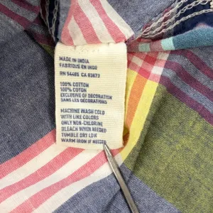American‎ Eagle Outfitters Teal Plaid Button Down Shirt Womens Large L/G Cotton thumbnail 6